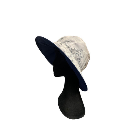 Summer Floppy Hat - Embroidered Navy